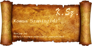 Komsa Szaniszló névjegykártya